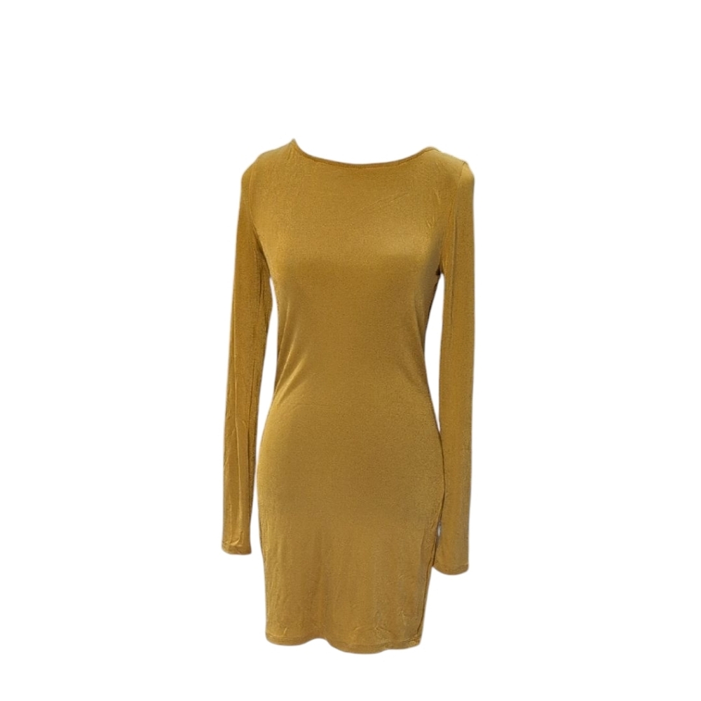 Free People Intimately Call Me Later Yellow Backless Mini Dress Size L